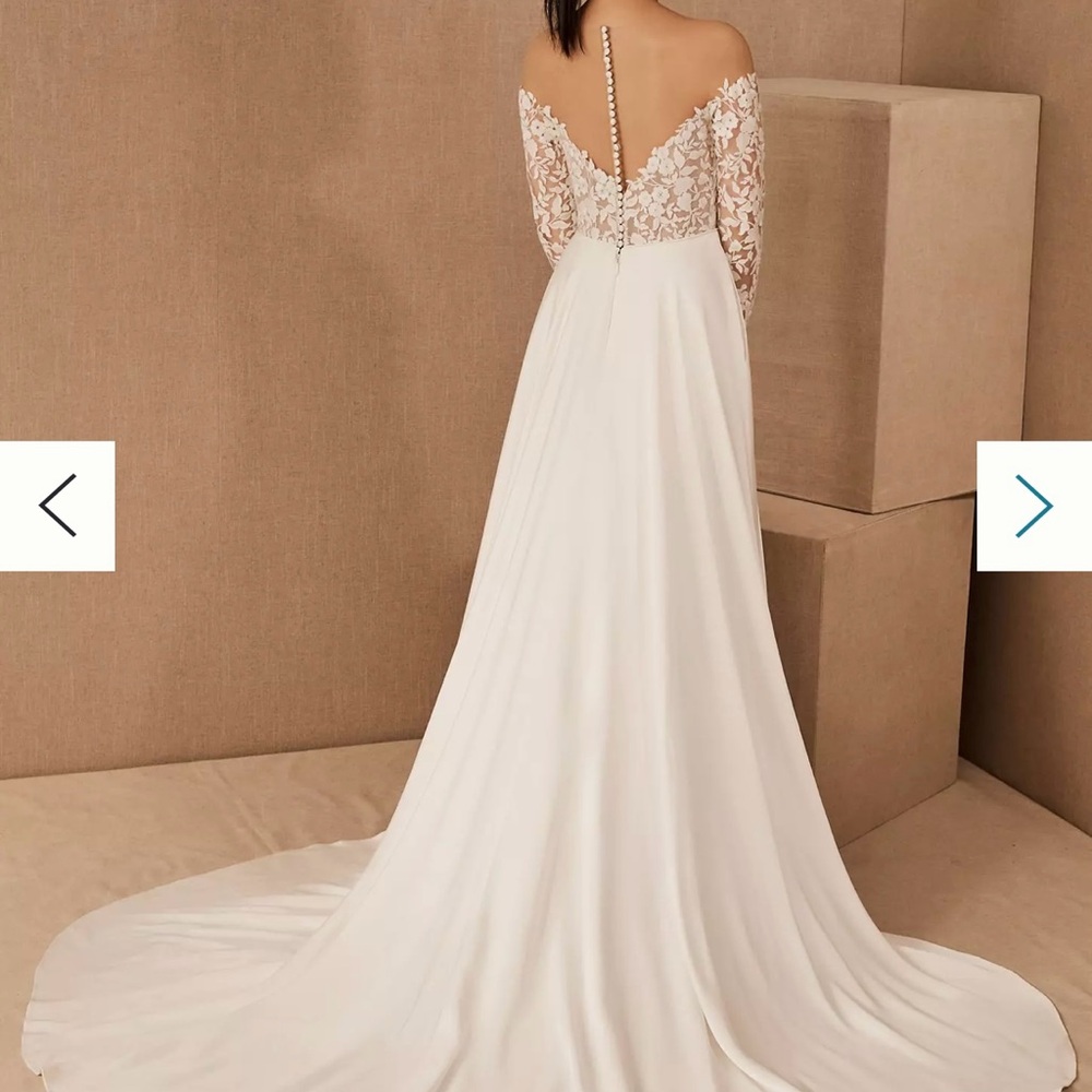🔴Jenny Yoo Bradley Lace Off The Shoulder Wedding Dress 0 - Picture 3 of 11
